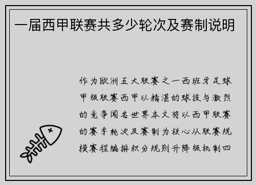一届西甲联赛共多少轮次及赛制说明